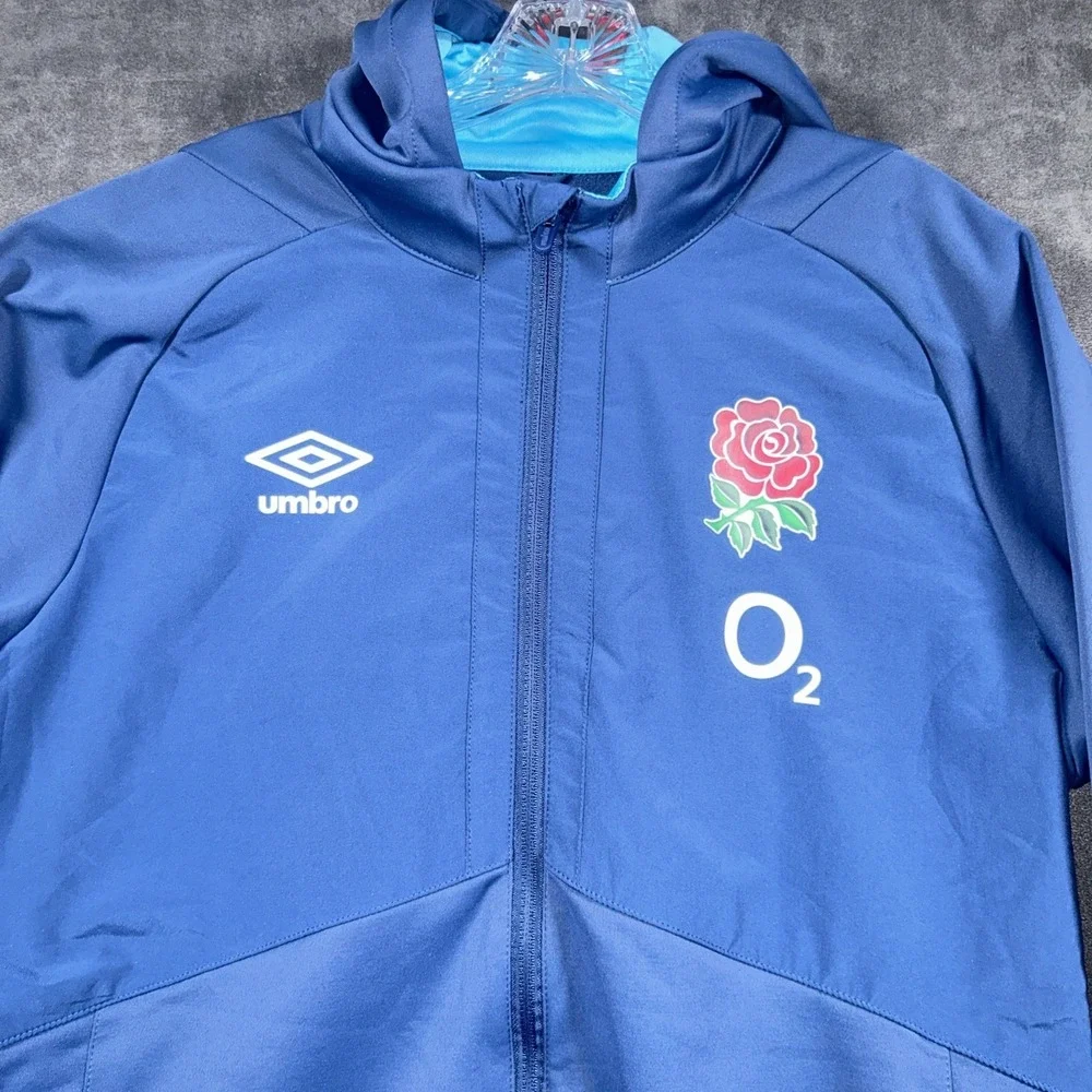 Umbro England Rugby Full Zip Long Sleeved Hoodie Training Top Mens L Blue